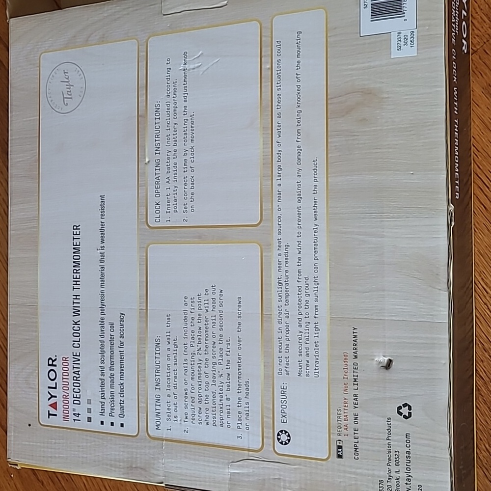 NIB - Indoor/Outdoor Clock with Thermometer (Glows in the Dark) - Picture 10 of 12